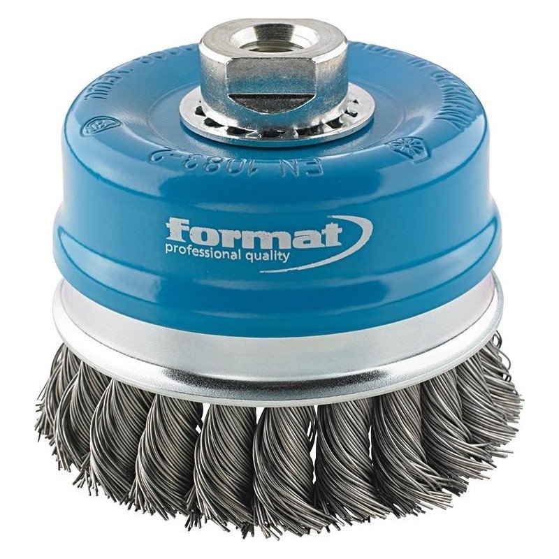 CEPILLO DE COPA ACERO M14 TRENZADO 100X0,5MM FORMA T