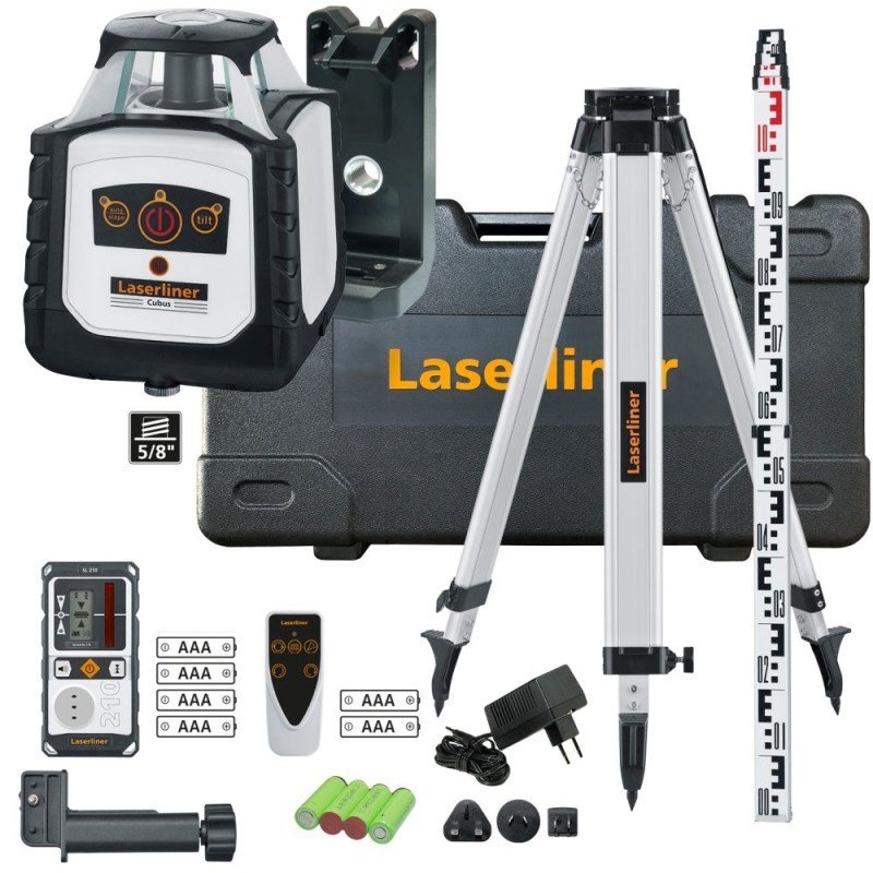NIVEL LASER EXTERIOR VERDE CUBUS 210S +TRIPODE 150CM +REGLA 4M LASERLINER