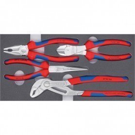 JGO ALICATES BASIC CROMAD O C/ REVESTIMIENTO INTERI OR ESPUMA 4 PZAS KNIPEX