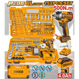 ATORNILLADOR IMPACTO 20V-550NM 1/2+1X4 AH + JGO LLAVES VASO 172 PZS